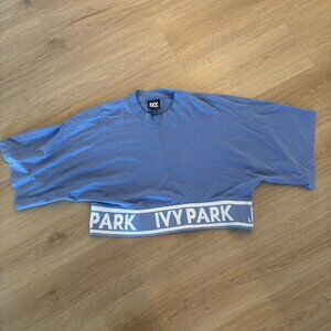 IVY PARK Oversized Athletic Crop Top Blue Spellout Small